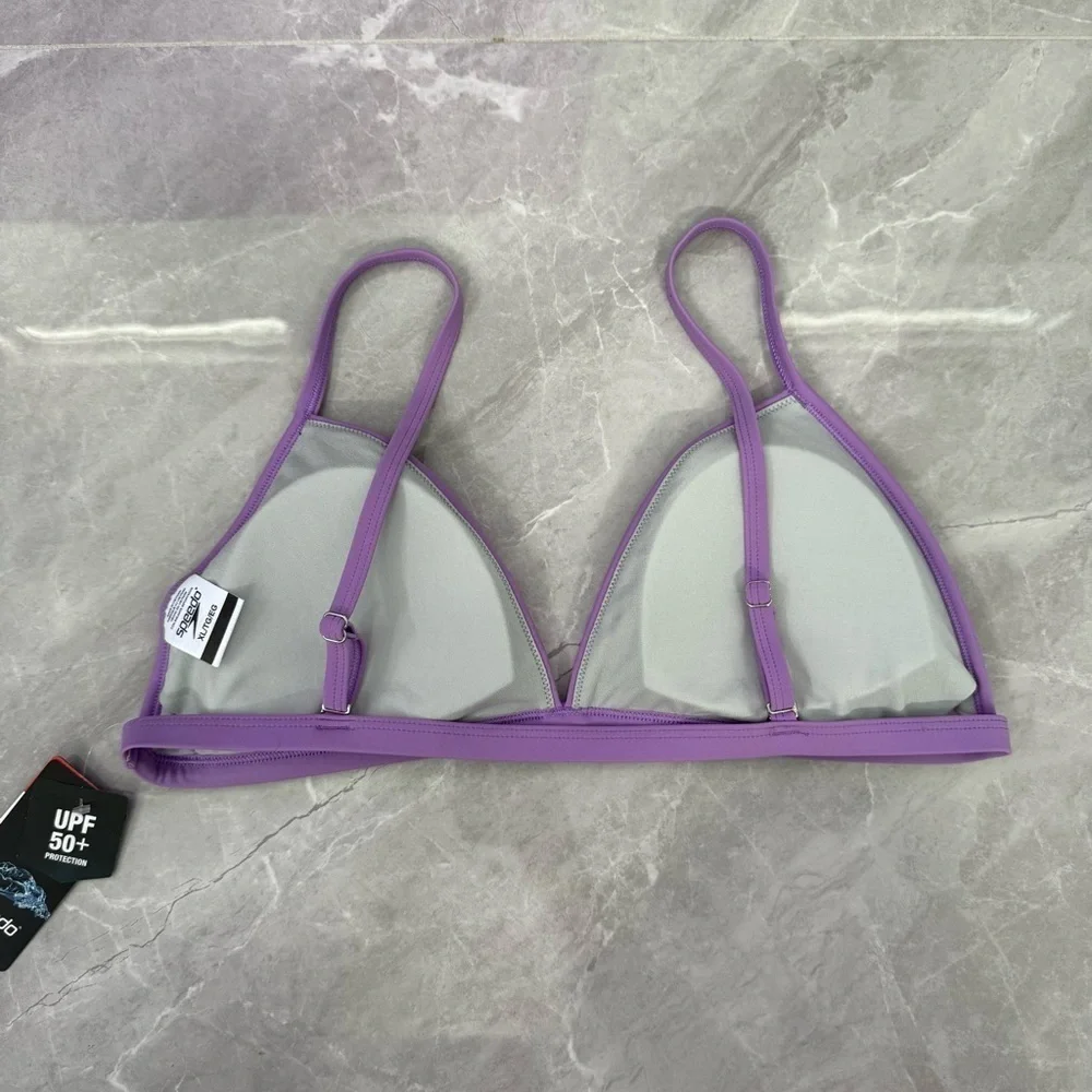 Women’s Speedo Triangle Bikini Top Adjustable Straps UPF 50+ Removable Pads XL